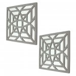 Contemporary Mirrored Square Grey Wooden Wall Decor