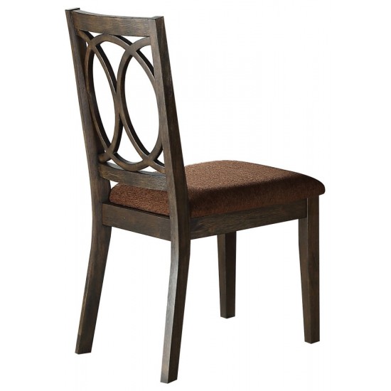 ACME Jameson Side Chair (Set-2), Brown Fabric & Espresso (2Pc/1Ctn)