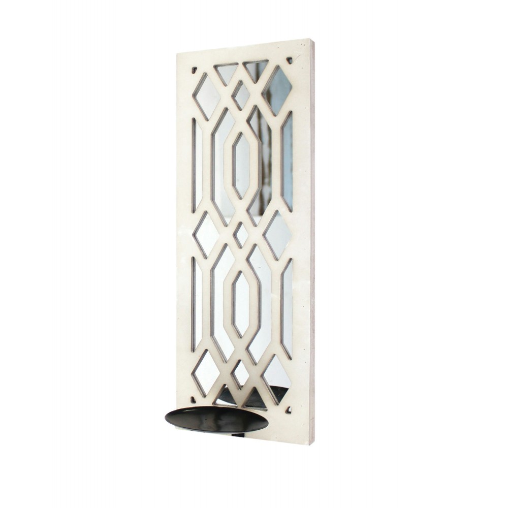 Traditional Mirrored White Candle Holder Sconce