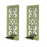 Traditional Green Candle Holder Sconce With Mirror