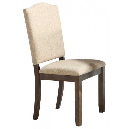 ACME Leilani Side Chair (Set-2), Tan Fabric & Walnut (2Pc/1Ctn)