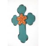 Rustic Blue Cross Wooden Wall Decor