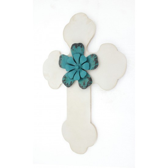 Rustic White Cross Wooden Wall Decor