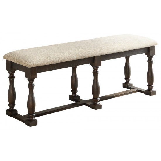 ACME Leilani Bench, Tan Fabric & Walnut