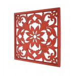 Vintage Red Floral Wall Plaque