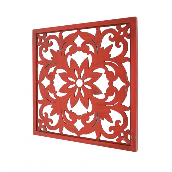 Vintage Red Floral Wall Plaque