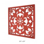 Vintage Red Floral Wall Plaque