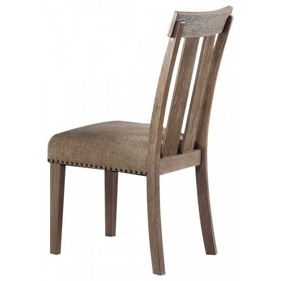 ACME Nathaniel Side Chair (Set-2), Slatted Back, Fabric & Maple (2Pc/1Ctn)