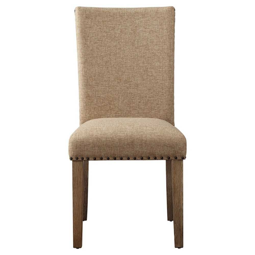 ACME Nathaniel Side Chair (Set-2), Padded Back, Fabric & Maple (2Pc/1Ctn)