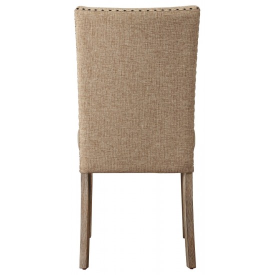 ACME Nathaniel Side Chair (Set-2), Padded Back, Fabric & Maple (2Pc/1Ctn)