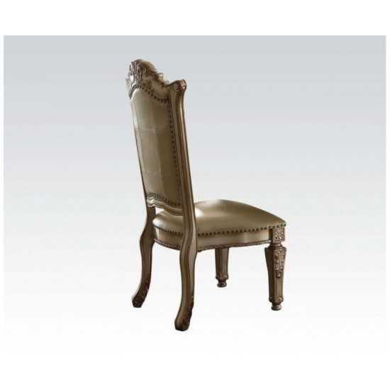 ACME Vendome Side Chair (Set-2), Bone PU & Gold Patina