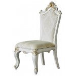 ACME Picardy Side Chair (Set-2), Fabric/PU & Antique Pearl