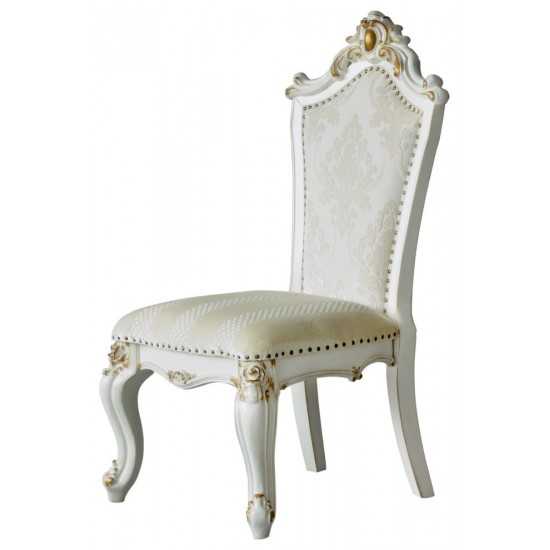 ACME Picardy Side Chair (Set-2), Fabric/PU & Antique Pearl