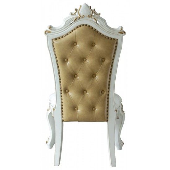 ACME Picardy Side Chair (Set-2), Fabric/PU & Antique Pearl