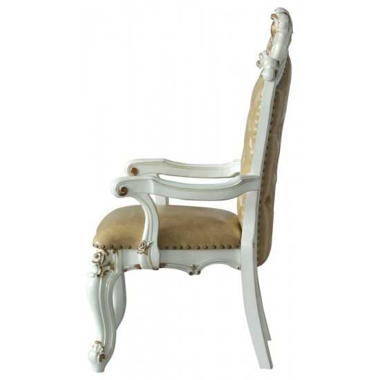 ACME Picardy Arm Chair (Set-2), PU & Antique Pearl