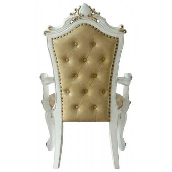 ACME Picardy Arm Chair (Set-2), PU & Antique Pearl