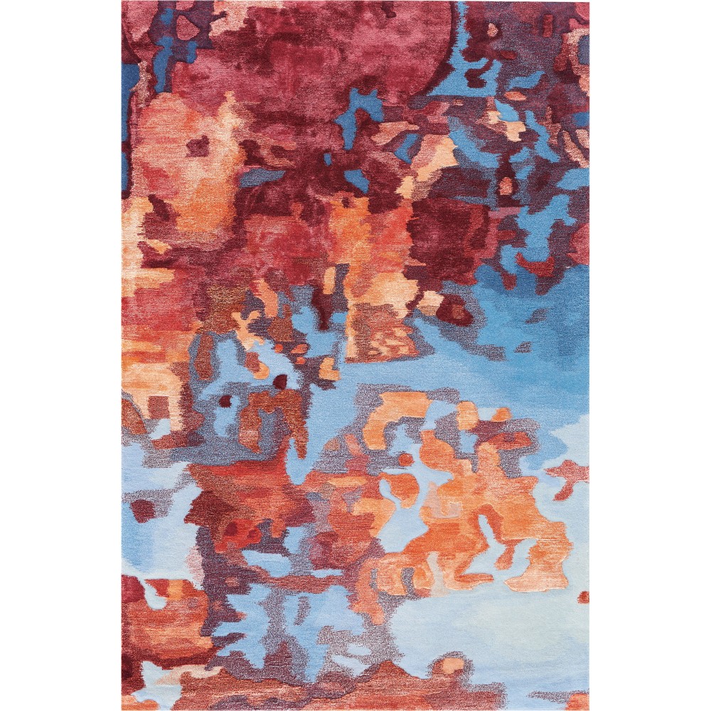 Nourison Prismatic PRS13 Area Rug, Blue/Flame, 3'9" x 5'9"