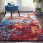 Nourison Prismatic PRS13 Area Rug, Blue/Flame, 3'9" x 5'9"