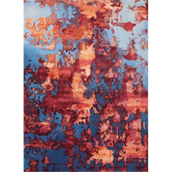 Nourison Prismatic PRS13 Area Rug, Blue/Flame, 8'6" x 11'6"