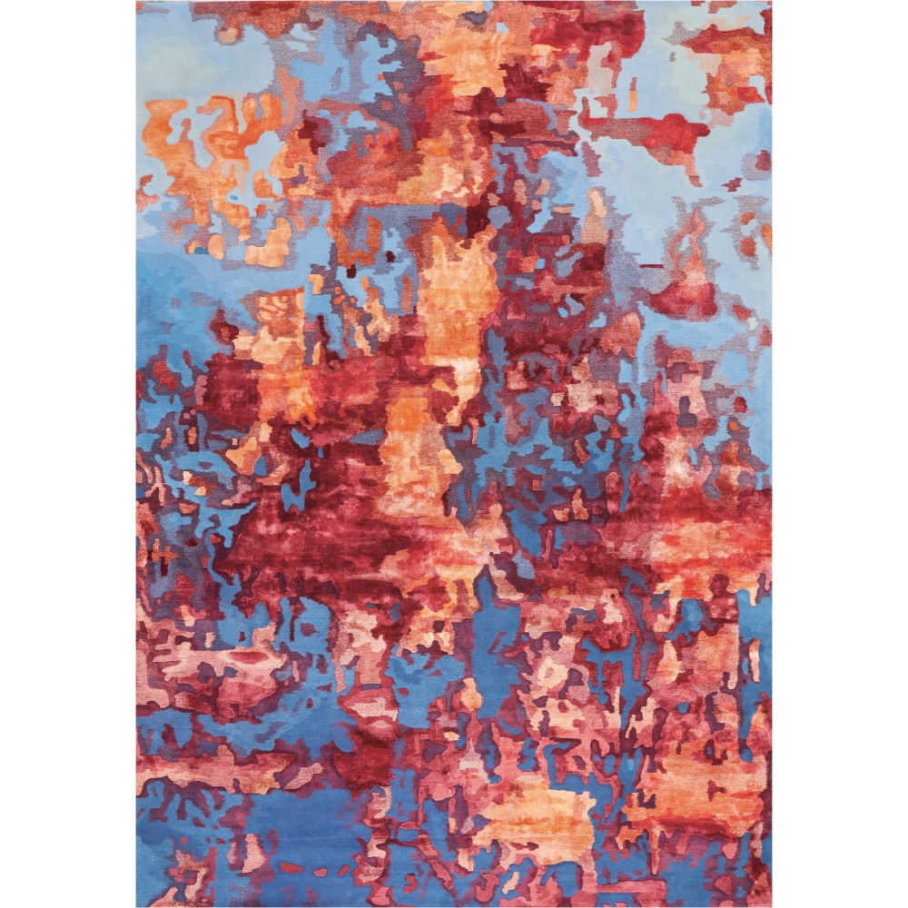 Nourison Prismatic PRS13 Area Rug, Blue/Flame, 9'9" x 13'9"