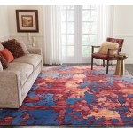 Nourison Prismatic PRS13 Area Rug, Blue/Flame, 9'9" x 13'9"