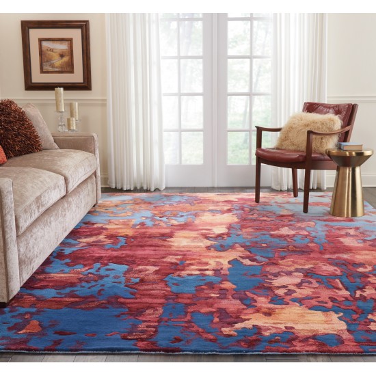 Nourison Prismatic PRS13 Area Rug, Blue/Flame, 9'9" x 13'9"