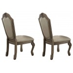 ACME Chateau de Ville Side Chair (Set-2), PU & Antique White