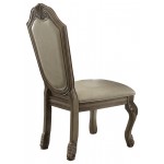 ACME Chateau de Ville Side Chair (Set-2), PU & Antique White