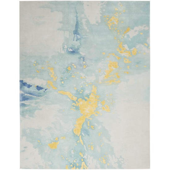 Nourison Prismatic PRS26 Area Rug, Seafoam/Gold, 3'9" x 5'9"