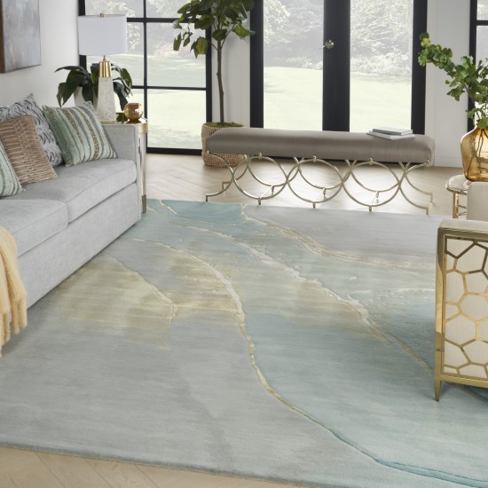 Nourison Prismatic PRS27 Area Rug, Grey/Seafoam, 12' x 15'