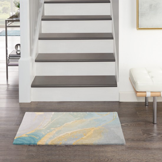 Nourison Prismatic PRS27 Area Rug, Grey/Seafoam, 2' x 3'