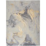 Nourison Prismatic PRS28 Area Rug, Grey/Gold, 5'6" x 7'5"