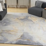 Nourison Prismatic PRS28 Area Rug, Grey/Gold, 5'6" x 7'5"