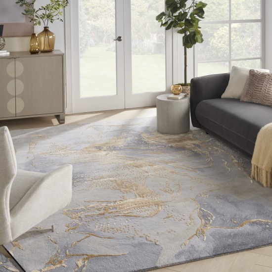 Nourison Prismatic PRS28 Area Rug, Grey/Gold, 8'6" x 11'6"