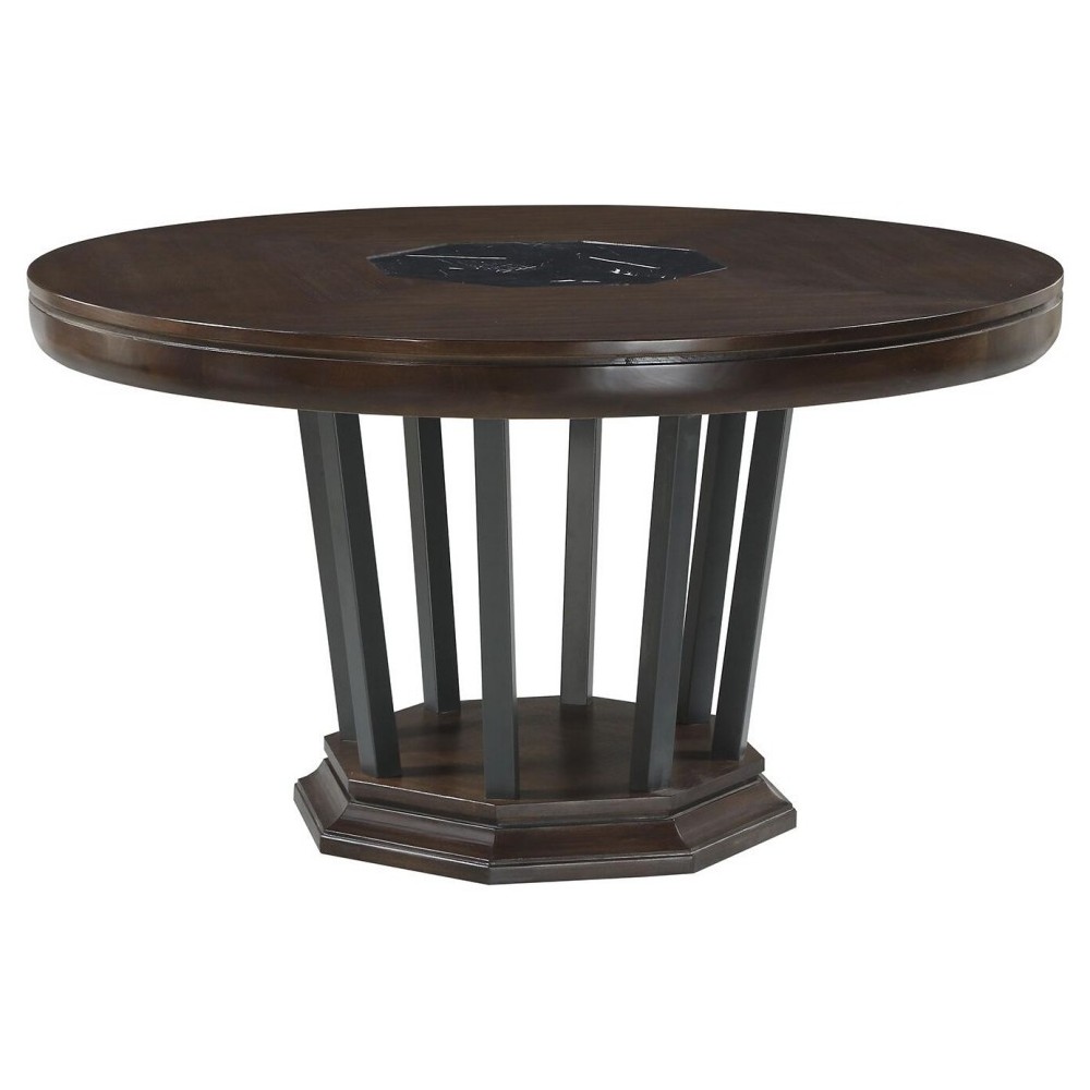 ACME Selma Dining Table w/Single Pedestal , Tobacco ACME Selma Dining Table w/Single Pedestal , Tobacco