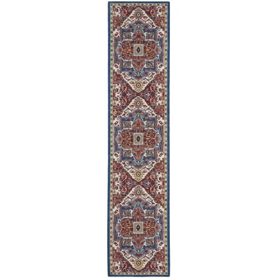 Nourison Parisa PSA01 Runner Rug, Brick/Ivory, 2'3" x 10'