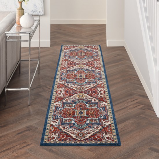 Nourison Parisa PSA01 Runner Rug, Brick/Ivory, 2'3" x 10'