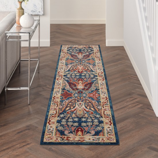 Nourison Parisa PSA06 Runner Rug, Denim/Multicolor, 2'3" x 10'