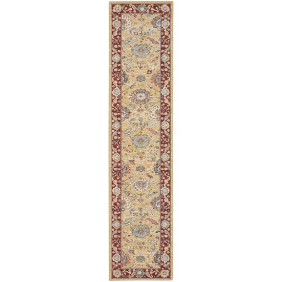 Nourison Parisa PSA07 Runner Rug, Gold/Brick, 2'3" x 10'