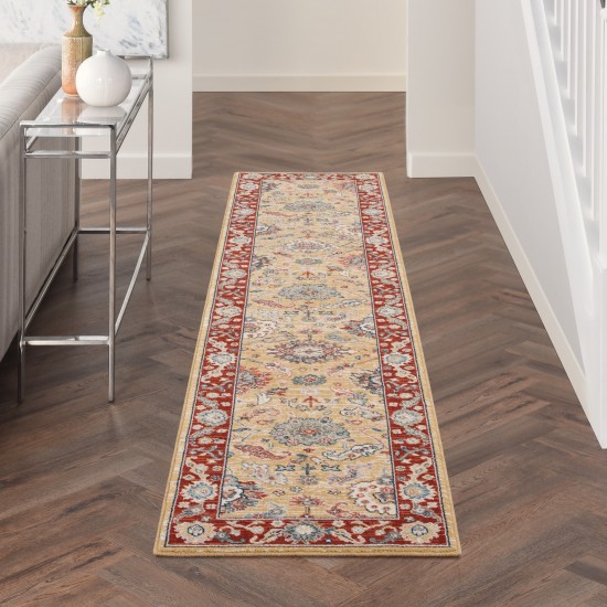 Nourison Parisa PSA07 Runner Rug, Gold/Brick, 2'3" x 10'