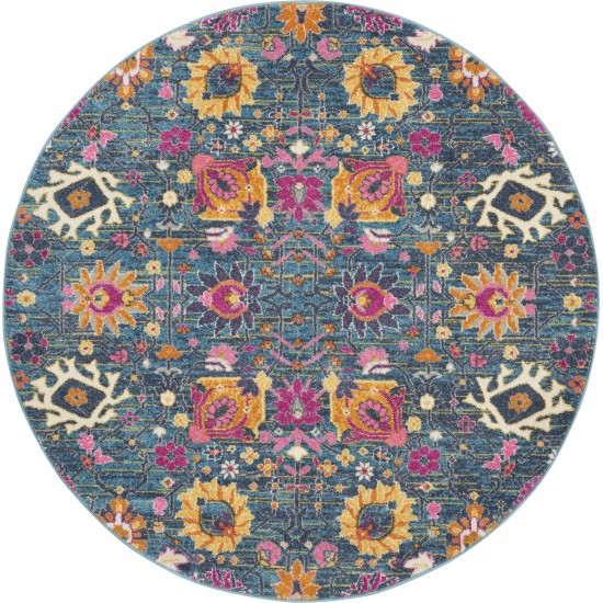 Nourison Passion PSN01 Area Rug, Denim, 5'3" x Round