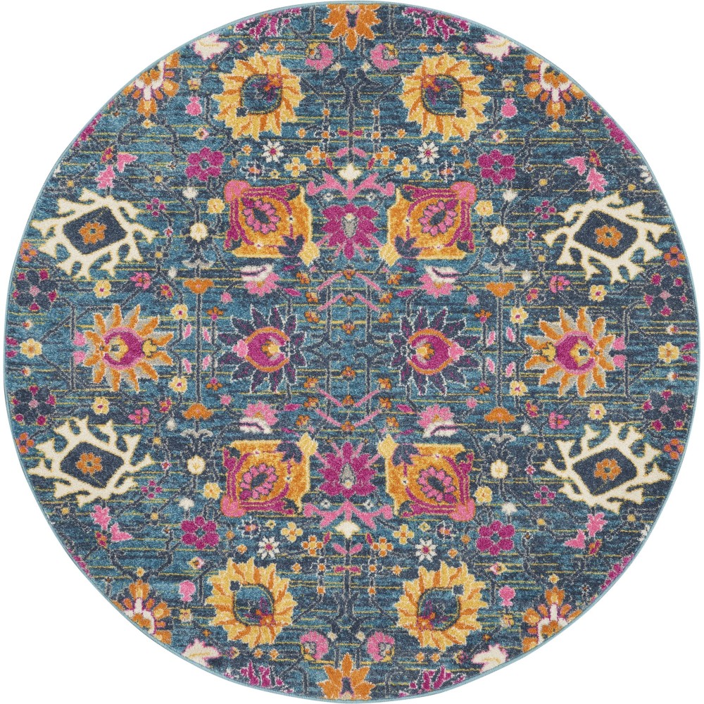 Nourison Passion PSN01 Area Rug, Denim, 5'3" x Round