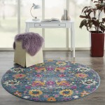 Nourison Passion PSN01 Area Rug, Denim, 5'3" x Round