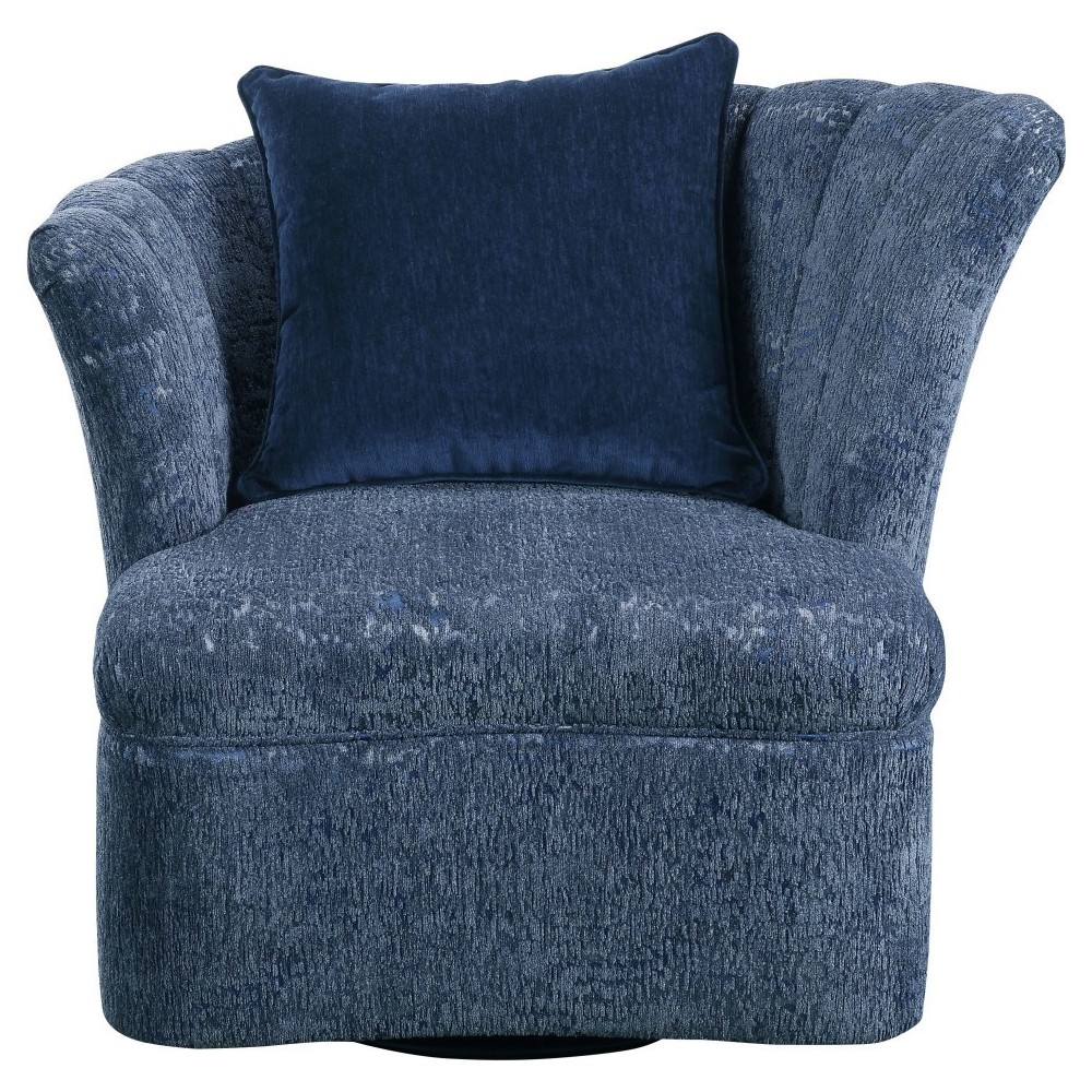 ACME Kaffir Chair w/1 Pillow (Swivel), Blue Fabric