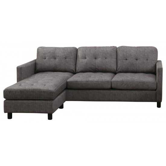 ACME Ceasar Sectional Sofa (Rev. Ottoman), Gray Fabric