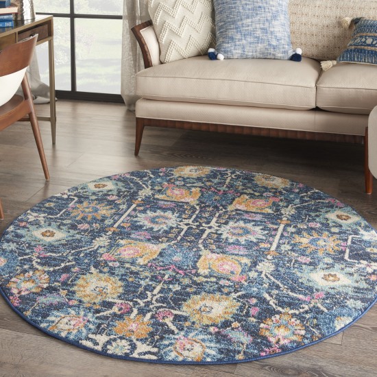 Nourison Passion PSN01 Area Rug, Navy, 5'3" x Round