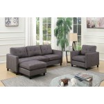 ACME Ceasar Sectional Sofa (Rev. Ottoman), Gray Fabric