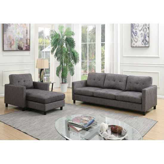 ACME Ceasar Sectional Sofa (Rev. Ottoman), Gray Fabric