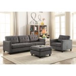 ACME Ceasar Sectional Sofa (Rev. Ottoman), Gray Fabric