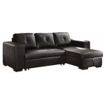 ACME Lloyd Sectional Sofa w/Sleeper, Black PU